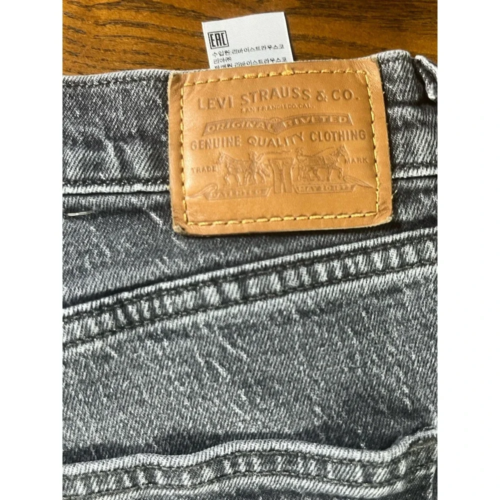 Levis Premium Jeans Womens 32 Black 70s High Flare Distressed Denim Grunge Y2K